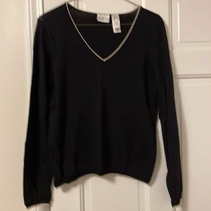EUC Villager by Liz Claiborne tipped v-neck sweater. Petite large.